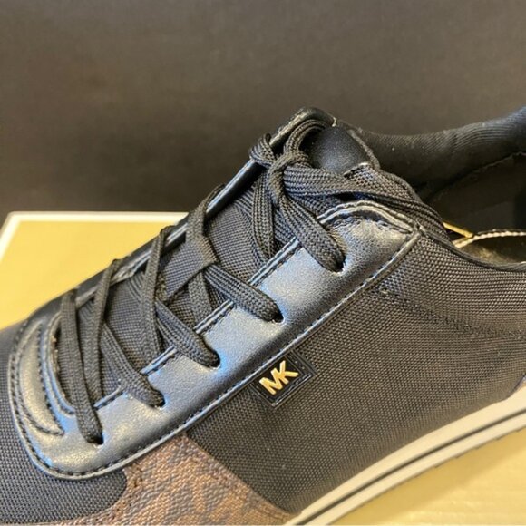 Michael Kors Monique MK Logo Signature Brown Trainer Sneakers Shoes Flats NEW - Picture 3 of 5